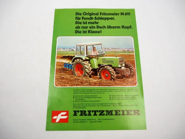 Original Prospekt Fritzmeier Kabine M611 für Fendt Farmer Favorit 1980er Jahre