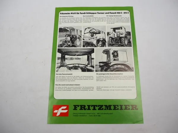 Original Prospekt Fritzmeier Kabine M611 für Fendt Farmer Favorit 1980er Jahre