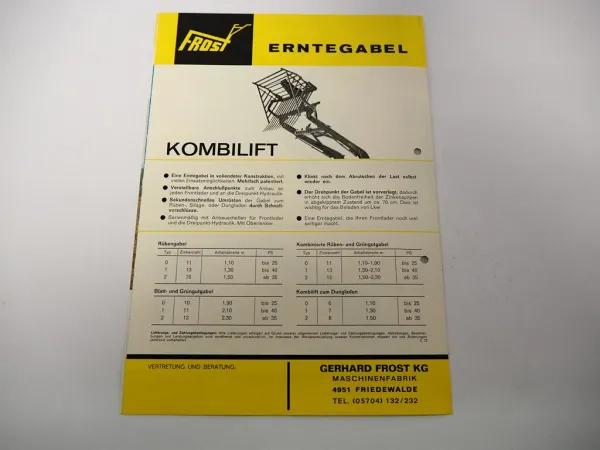 Original Prospekt Frost Frontlader für Fendt Farmer Favorit Schlepper 1972