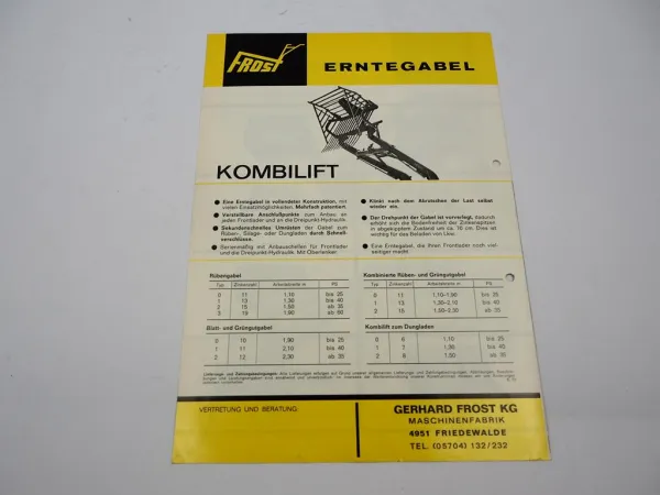Original Prospekt Frost Frontlader für John Deere Schlepper 1973