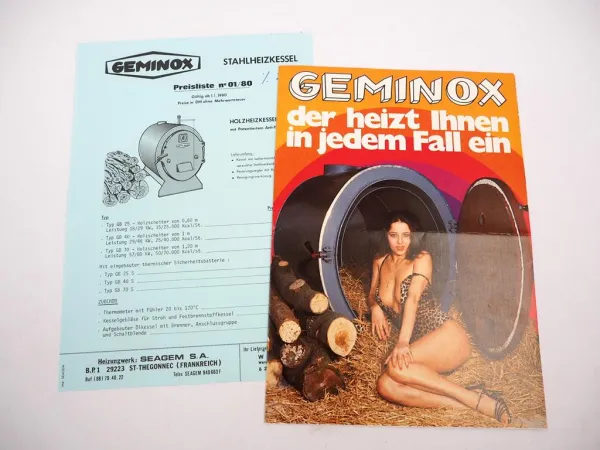 Original Prospekt Geminox Stahlheizkessel 1980 Frankreich