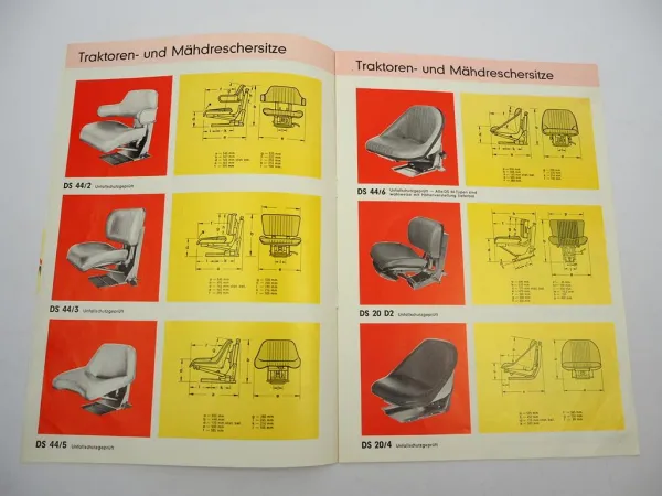 Original Prospekt Grammer Fahrzeugsitze für Traktor Stapler Baumaschine 1970er