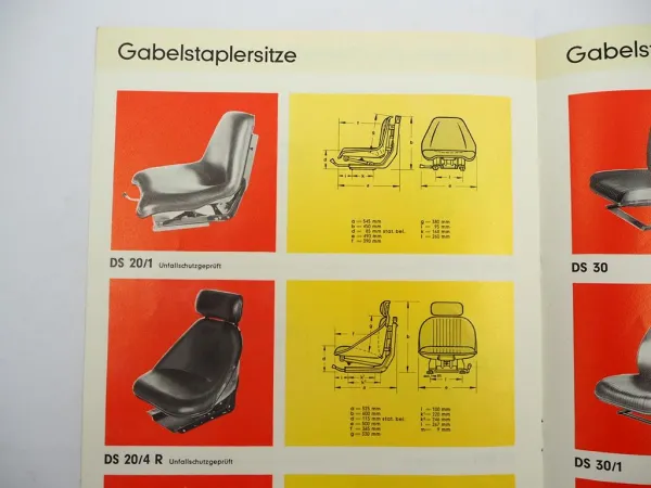 Original Prospekt Grammer Fahrzeugsitze für Traktor Stapler Baumaschine 1970er