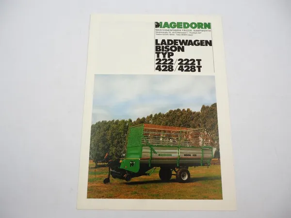 Original Prospekt Hagedorn 222 428 Ladewagen Bison ca. 1970er mit techn. Daten