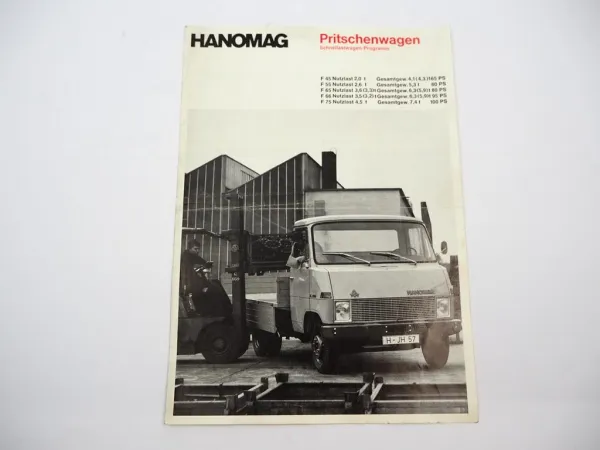 Original Prospekt Hanomag F 45 55 65 66 75 LKW Pritschenwagen 1970er Jahre