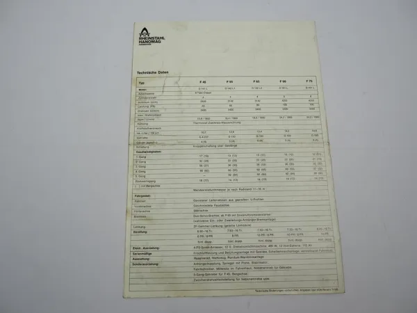 Original Prospekt Hanomag F 45 55 65 66 75 LKW Pritschenwagen 1970er Jahre