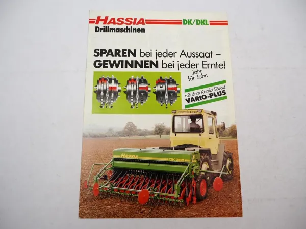 Original Prospekt Hassia DK DKL Drillmaschine an Schlepper Deutz & MB-trac