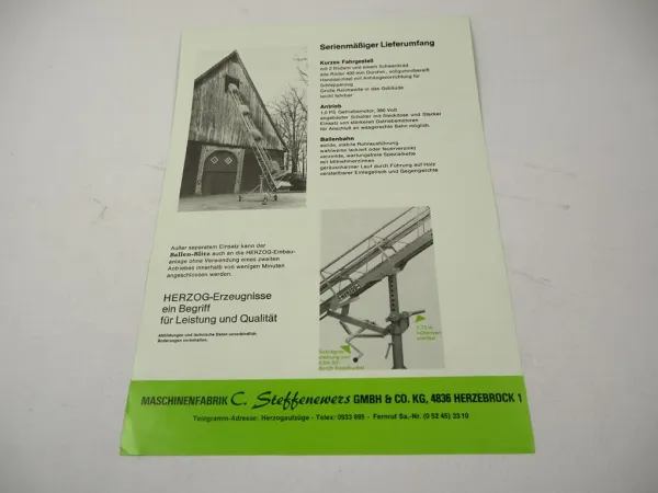 Original Prospekt Herzog Ballenblitz DBGM Typ 74 Fördergerät Landtechnik