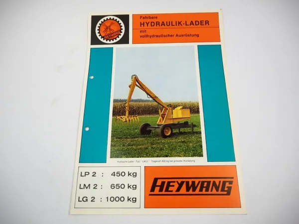 Original Prospekt Heywang Hydrauliklader LP 2 LM 2 LG mit 4 Seiten von 02/1978