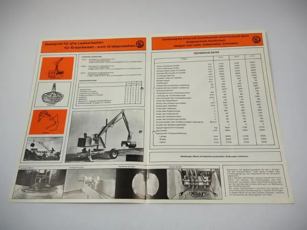 Original Prospekt Heywang Hydrauliklader LP 2 LM 2 LG mit 4 Seiten von 02/1978