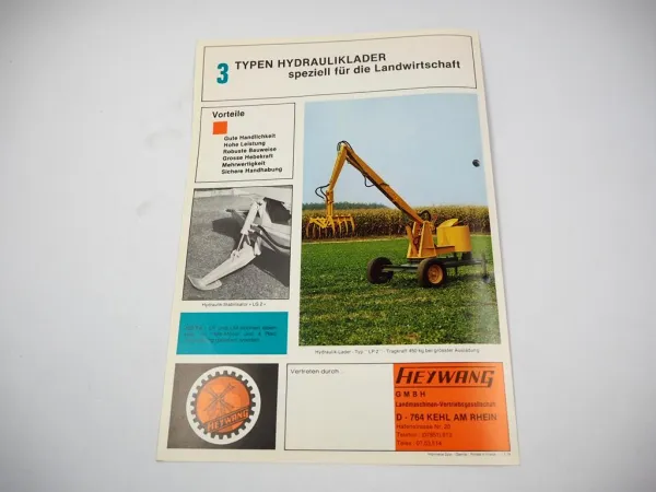 Original Prospekt Heywang Hydrauliklader LP 2 LM 2 LG mit 4 Seiten von 02/1978