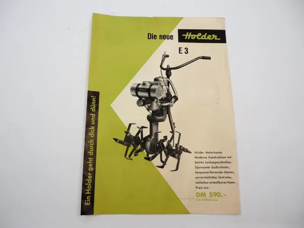 Original Prospekt Holder E3 Motorhacke mit 2,5 PS 1950/60er Jahre