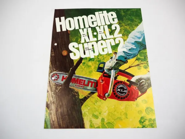 Original Prospekt Homelite Textron XL Super 2 Motorsäge Kettensäge 1970er Jahre