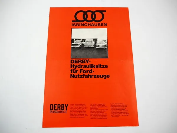 Original Prospekt Isringhausen Derby Fahrzeugsitze für Ford Transit 1960er Jahre