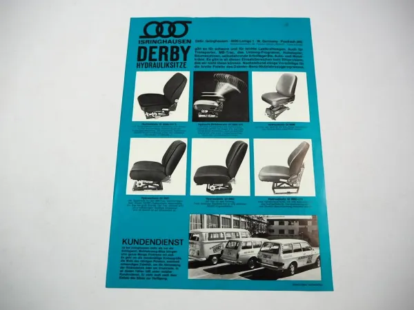 Original Prospekt Isringhausen Derby Fahrzeugsitze für Unimog MB-trac 1960er J.