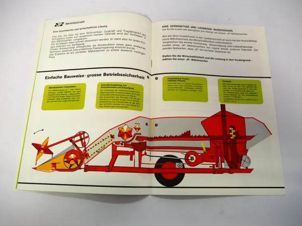 Original Prospekt JF MS 70 90 105 Anbau Mähdrescher für Schlepper 1970er Jahre