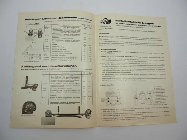 Original Prospekt Jokon Johann & Konen Beuel Rhein Leuchten f. Traktor Anhänger
