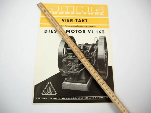 Original Prospekt Jung Jungenthal Lokomotivfabrik liegender Stationärmotor VL163