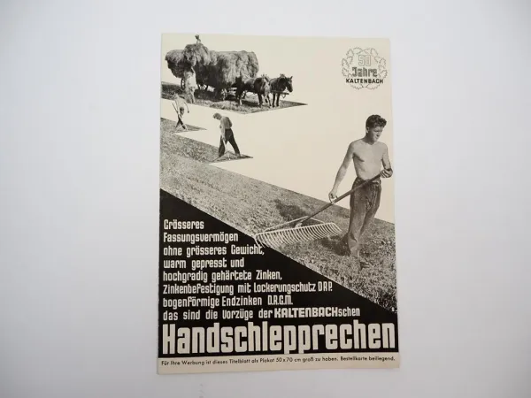 Original Prospekt Kaltenbach Handschlepprechen 1930er Jahre