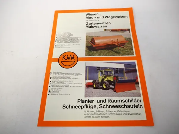 Original Prospekt Kawa Walzen Planier- u. Räumschilder Schneepflüge Schaufeln