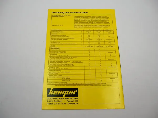 Original Prospekt Kemper EKF 270 300 320TS Erntewagen 1980er Jahre
