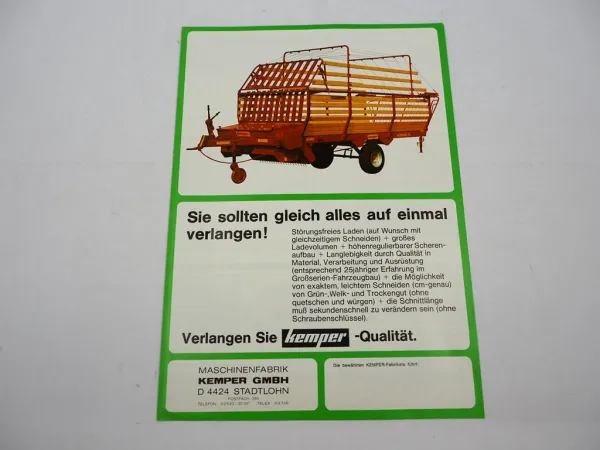 Original Prospekt Kemper Ideal Spezial Normal-G Ladewagen ca. 1970er Jahre