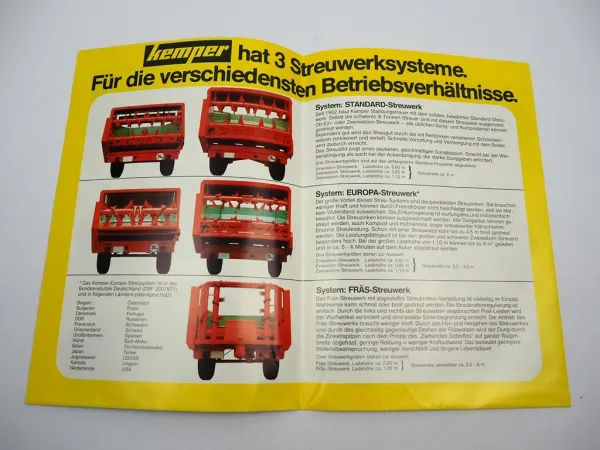 Original Prospekt Kemper Stalldungstreuer Standard Europa Fräse 1980er Jahre