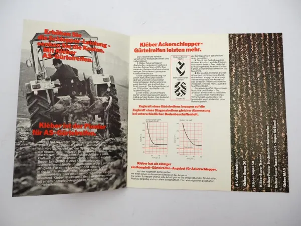 Original Prospekt Kleber Super 30 50 Tracsol Reifen für Ackerschlepper 1970er J.