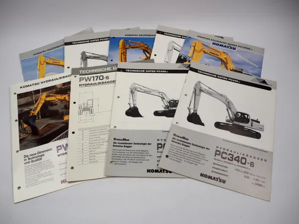 Original Prospekt Komatsu PC 130-5 - 750 E-6 Hydraulikbagger 16 tlg.