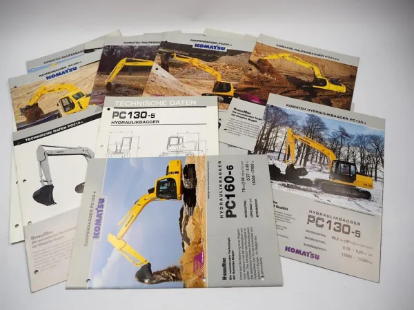 Original Prospekt Komatsu PC 130-5 - 750 E-6 Hydraulikbagger 16 tlg.