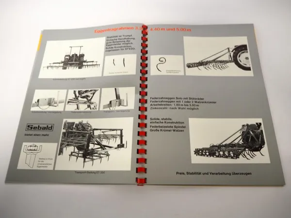 Original Prospekt Sebald Anbaugeräte Pflüge Anhänger für Traktoren 42 Seiten