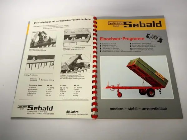 Original Prospekt Sebald Anbaugeräte Pflüge Anhänger für Traktoren 42 Seiten