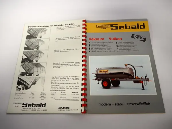 Original Prospekt Sebald Anbaugeräte Pflüge Anhänger für Traktoren 42 Seiten