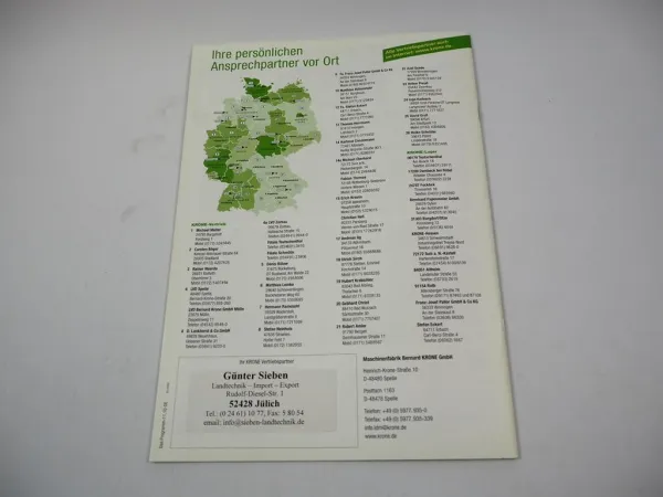 Original Prospekt Krone Anbaugeräte für Traktoren Produktprogramm 2010/2011