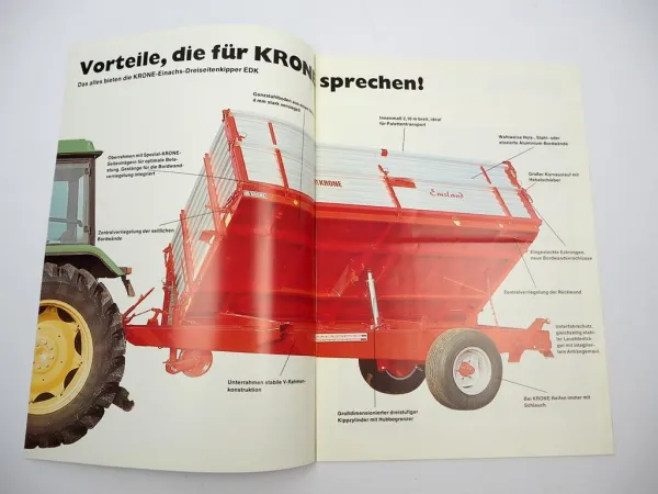 Original Prospekt Krone EDK 210 Kippanhänger Dreiseitenkipper Emsland 1984