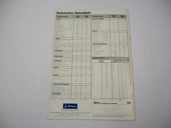 Original Prospekt Lamborghini Premium 1100 1300 Schlepper mit techn. Daten 2000