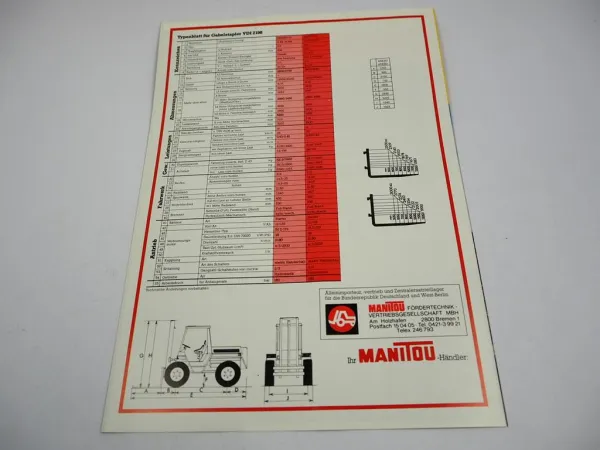Original Prospekt Manitou 4 RE 25 30 RH Gabelstapler mit 4 Seiten von 1984