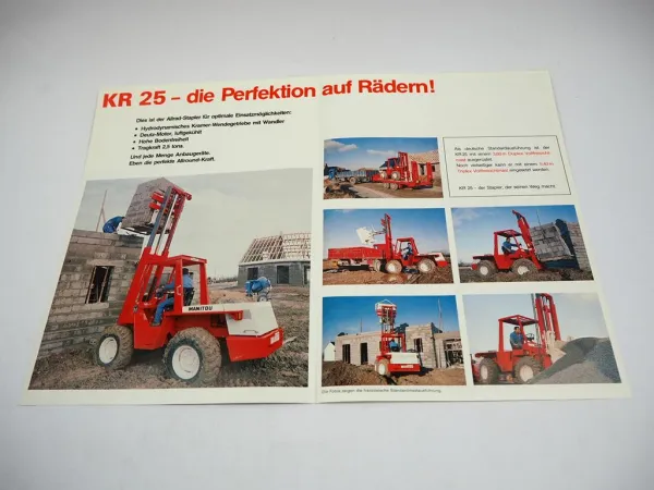 Original Prospekt Manitou KR 25 Gabelstapler Allrad mit 4 Seiten von 1984