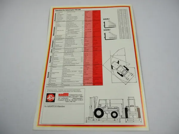 Original Prospekt Manitou MB 26 30 J Geländestapler mit 4 Seiten von 84