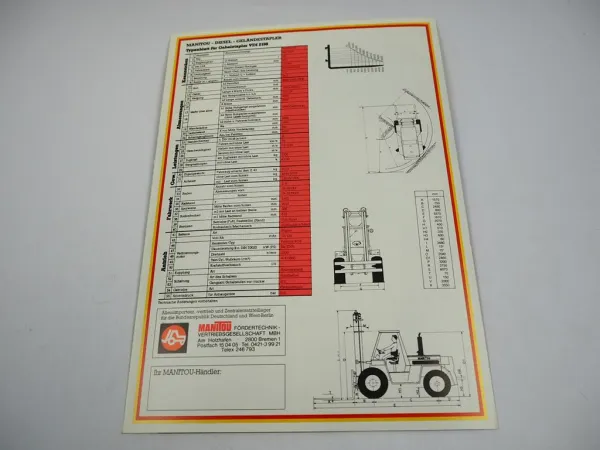 Original Prospekt Manitou MB 60 H Gabelstapler mit 6 Seiten von 1984