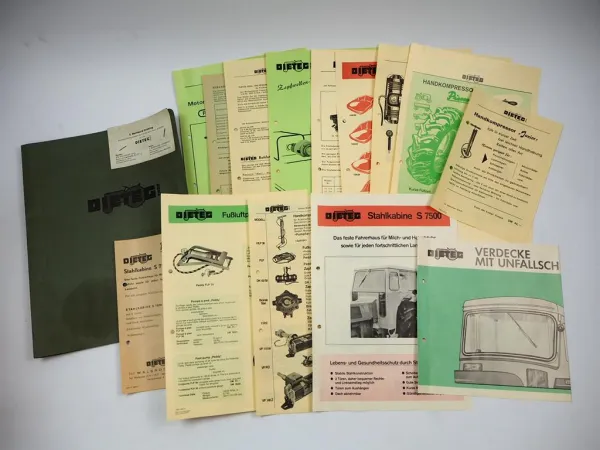 Original Prospekt Mappe Dieteg Schlepperkabine Verdeck f. Eicher IHC Deutz Fendt