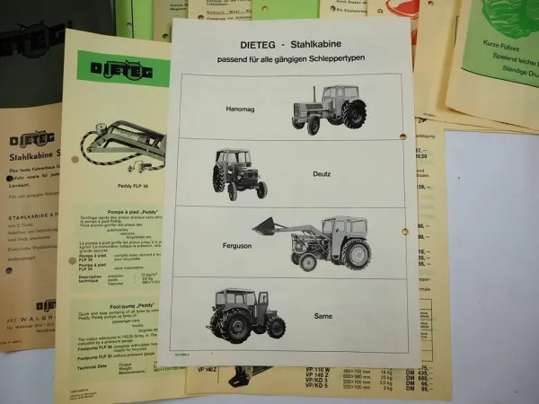 Original Prospekt Mappe Dieteg Schlepperkabine Verdeck f. Eicher IHC Deutz Fendt