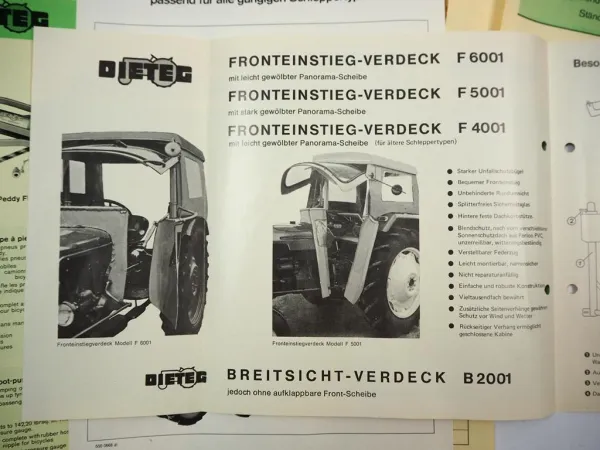 Original Prospekt Mappe Dieteg Schlepperkabine Verdeck f. Eicher IHC Deutz Fendt