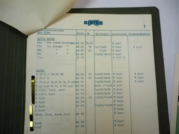 Original Prospekt Mappe Dieteg Schlepperkabine Verdeck f. Eicher IHC Deutz Fendt