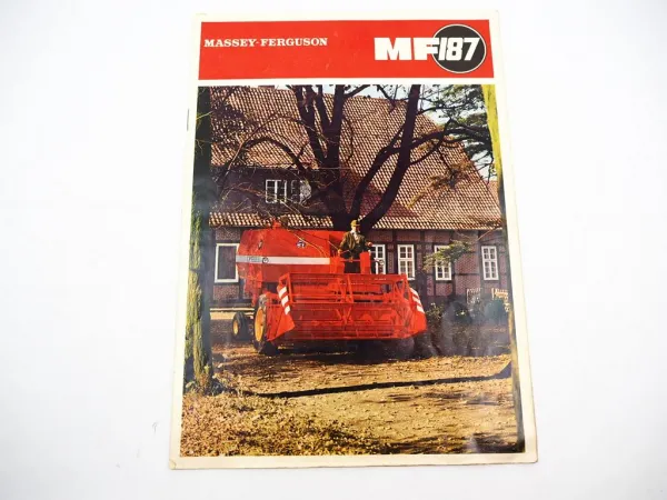 Original Prospekt Massey Ferguson MF187 Mähdrescher 1969 mit technischen Daten