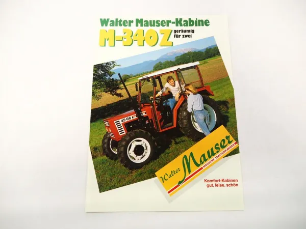 Original Prospekt Mauser M-340Z Traktorkabine an Fiat 45-66 Schlepper 1985