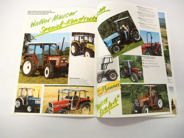 Original Prospekt Mauser Traktorkabine für Fendt Deutz IHC MF Ford Fiat 1986