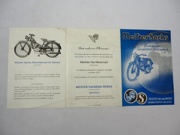 Original Prospekt Meister Sachs M47S M48S Mofa 98 ccm 1950er Jahre Bielefeld