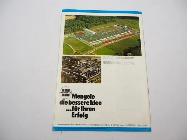 Original Prospekt Mengele Landtechnik Produktprogramm 1980er Jahre