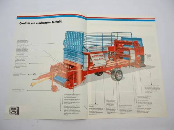 Original Prospekt Mengele LAW 350 400 Quadro Automatik Ladewagen 1980er Jahre